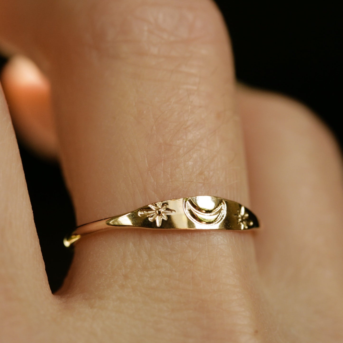 gold moon and stars ring