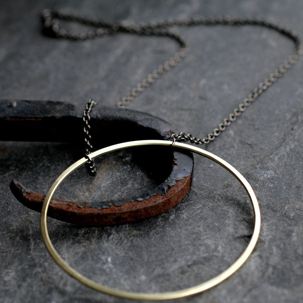 brass circle necklace