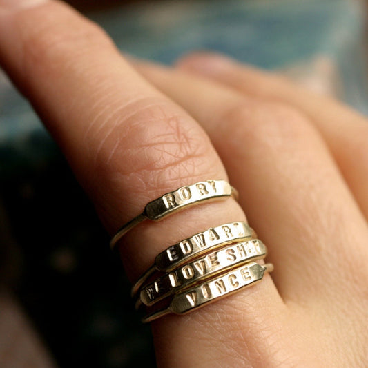 hand stamped name ring