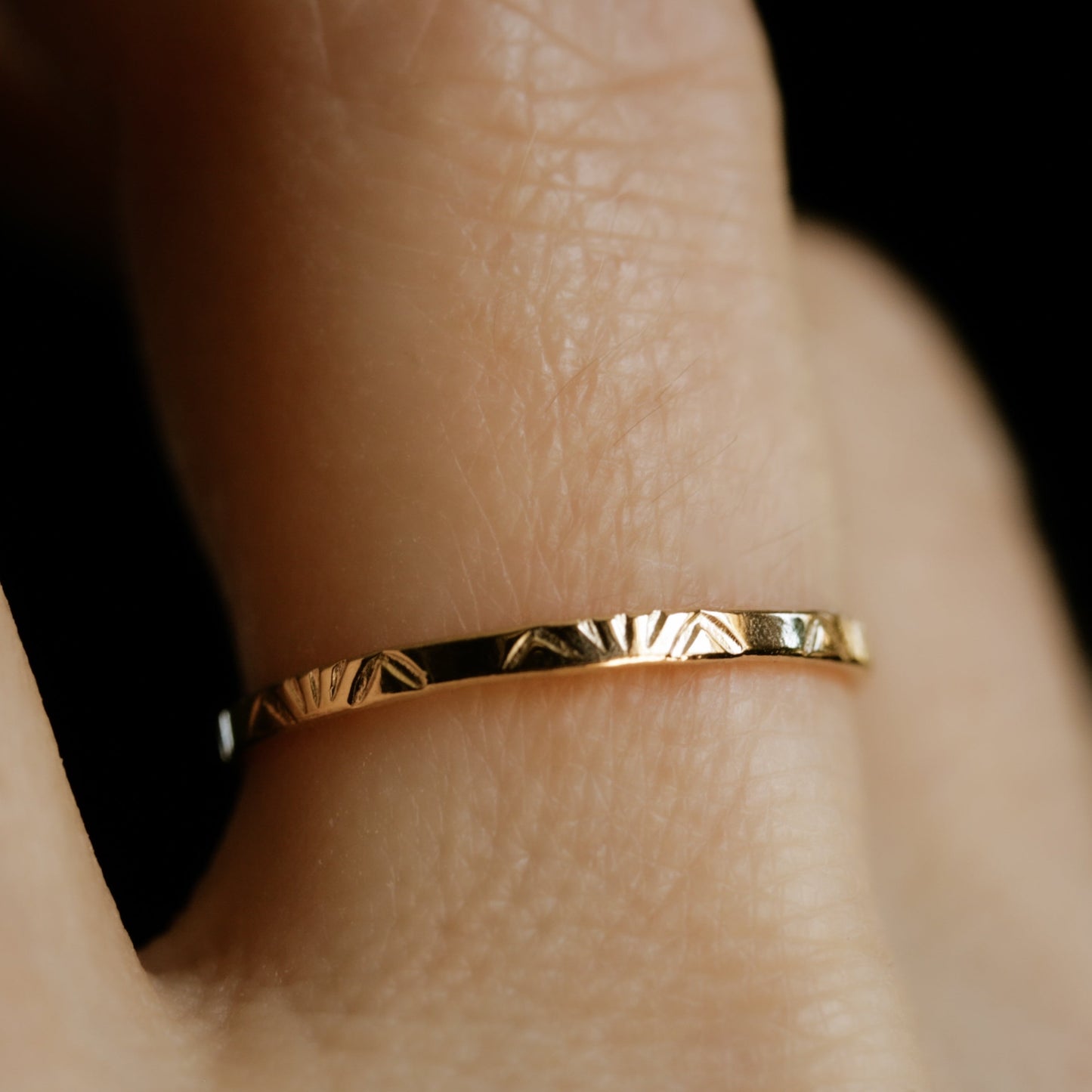 gold patterned stacking ring band