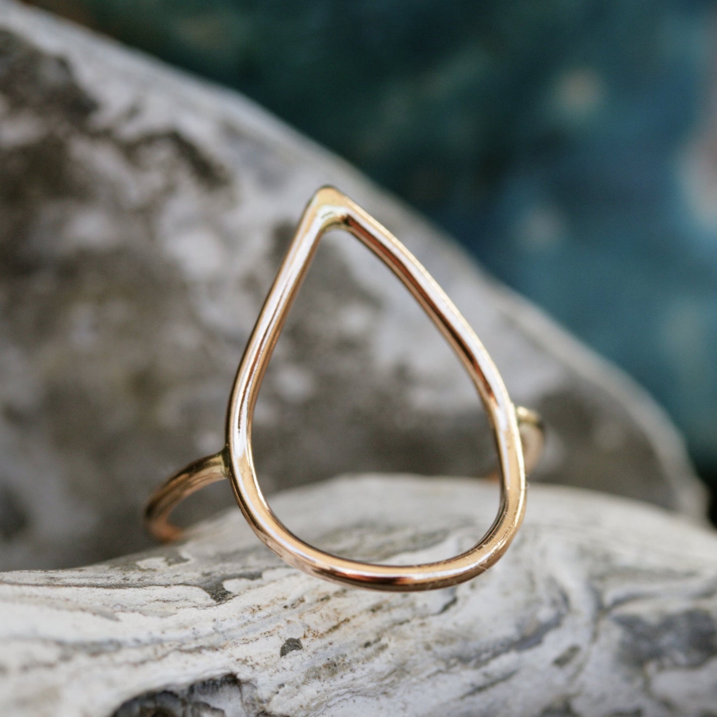 minimalist gold teardrop ring