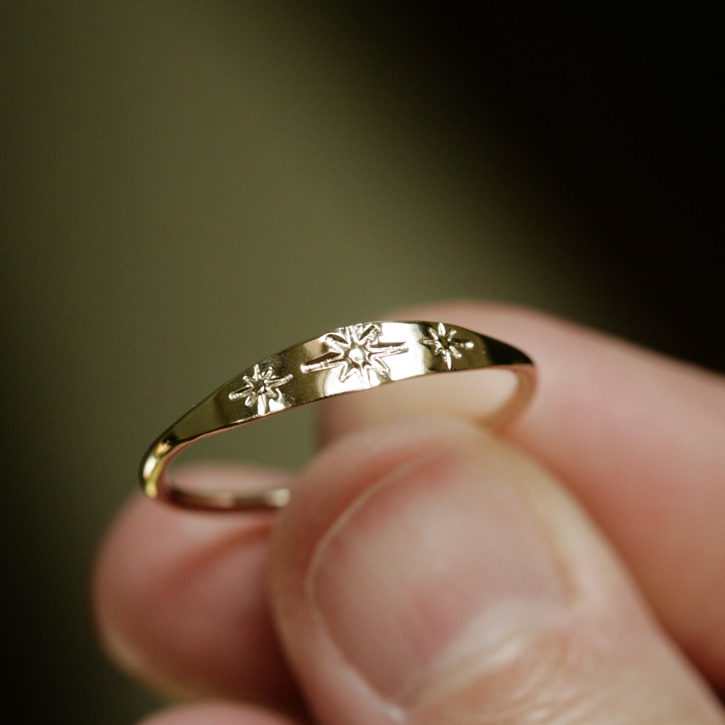 dainty gold celestial star ring