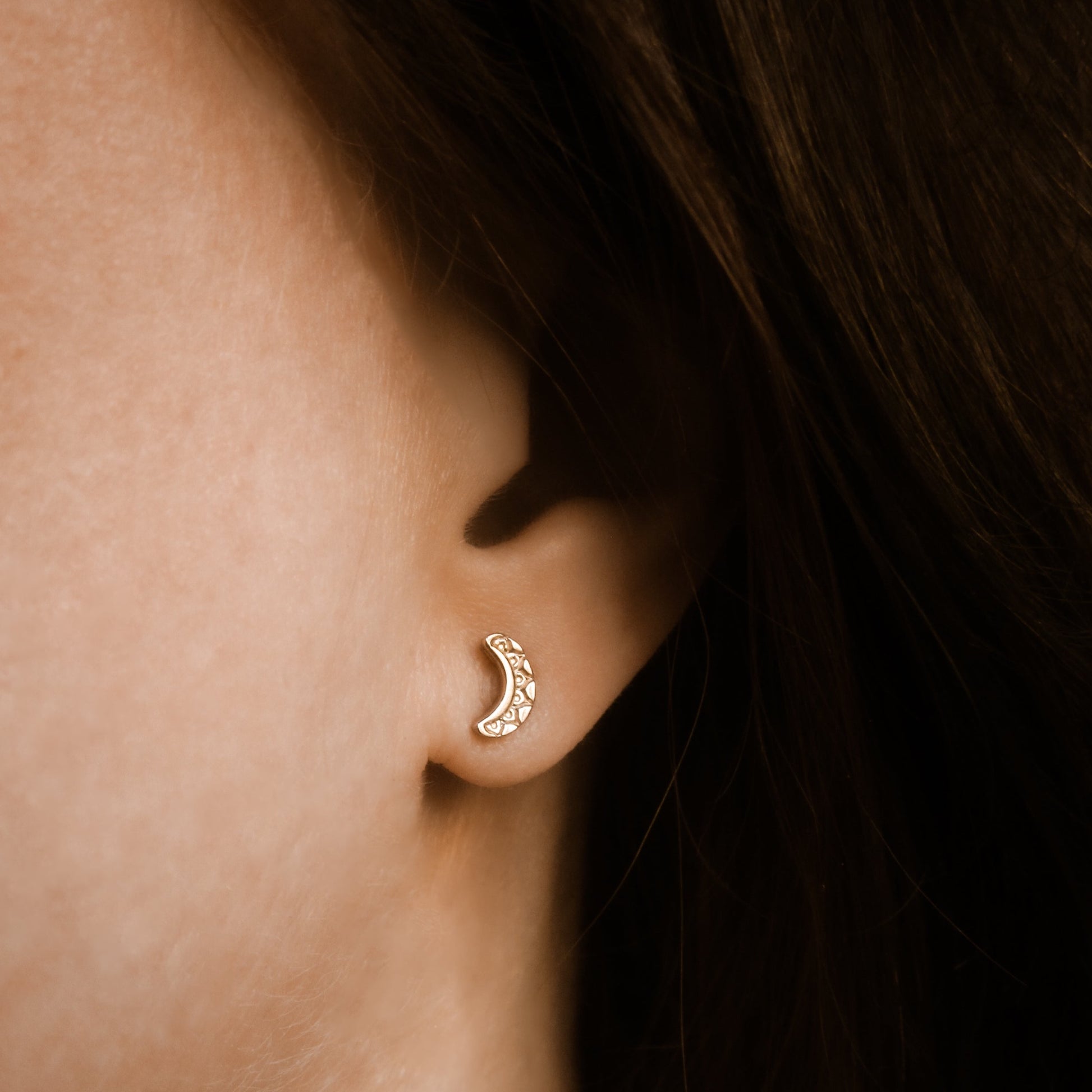 tiny handmade moon earrings