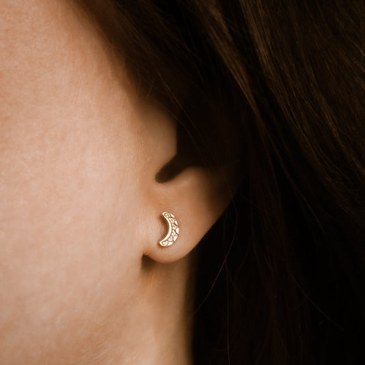 tiny handmade moon earrings