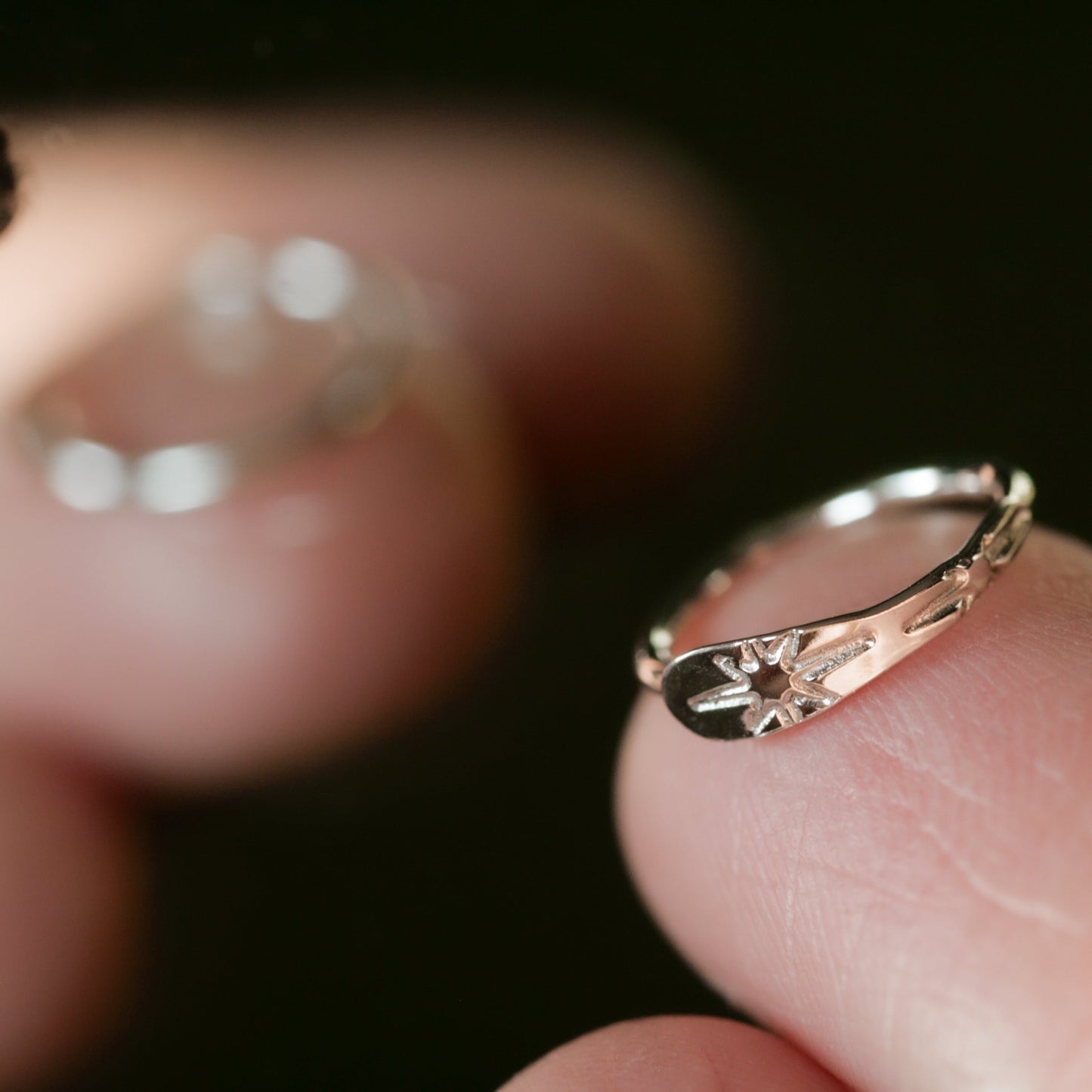 sterling silver North Star hoop earrings