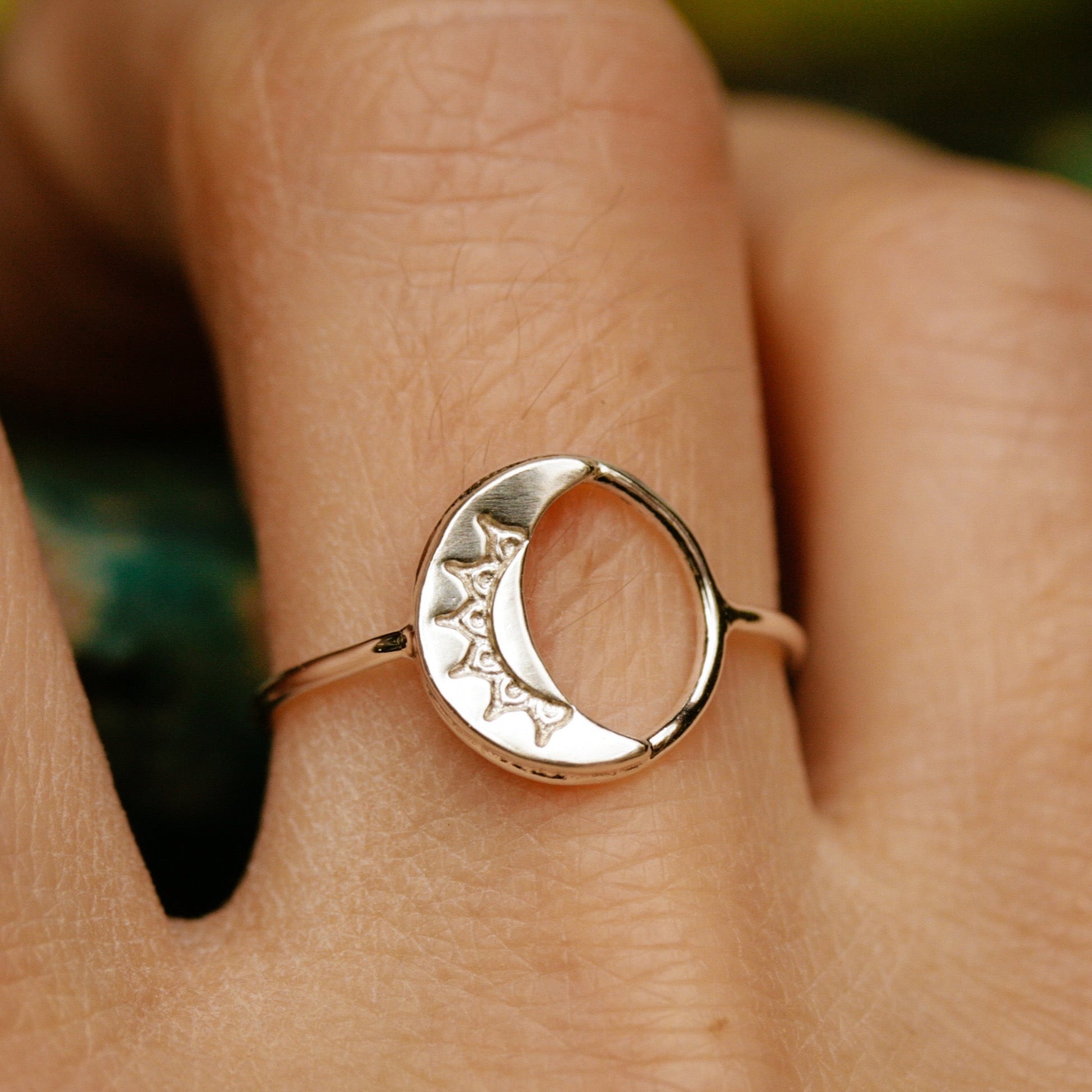 silver moon ring