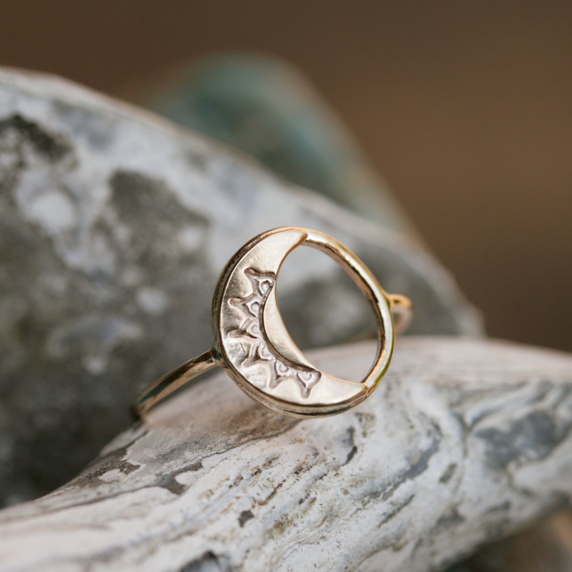 La Lune Ring- Handcrafted Dainty Crescent Moon Ring in Sterling or 10K Sterling Silver