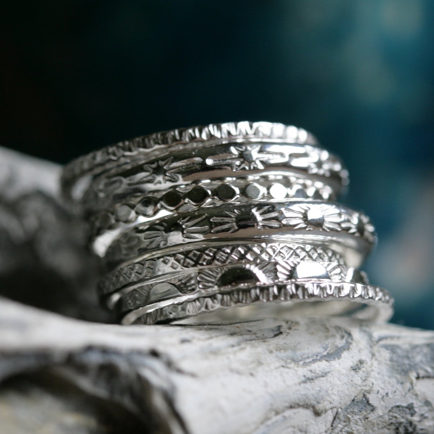 silver stacking rings