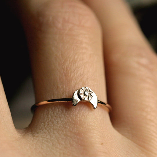 crescent moon and star ring