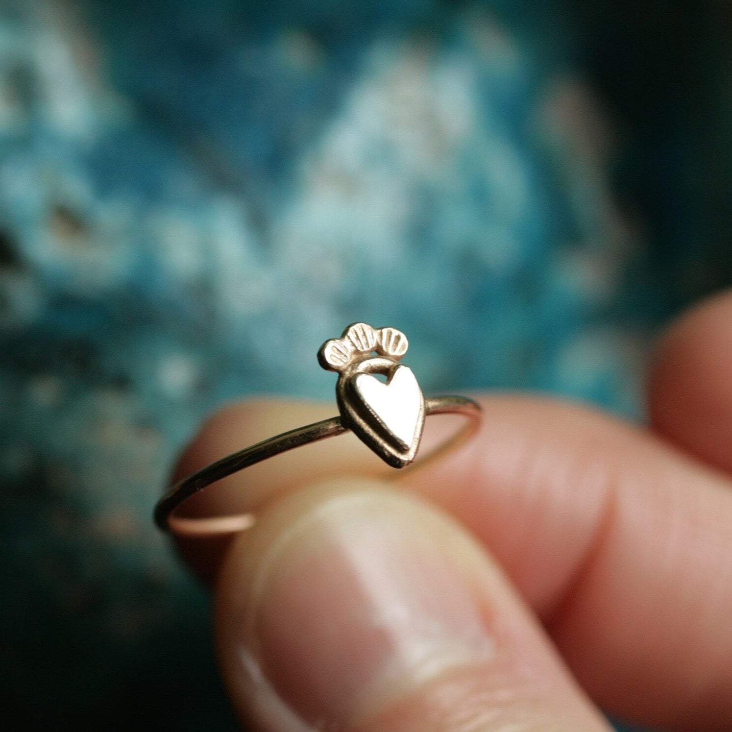 handmade gold heart ring