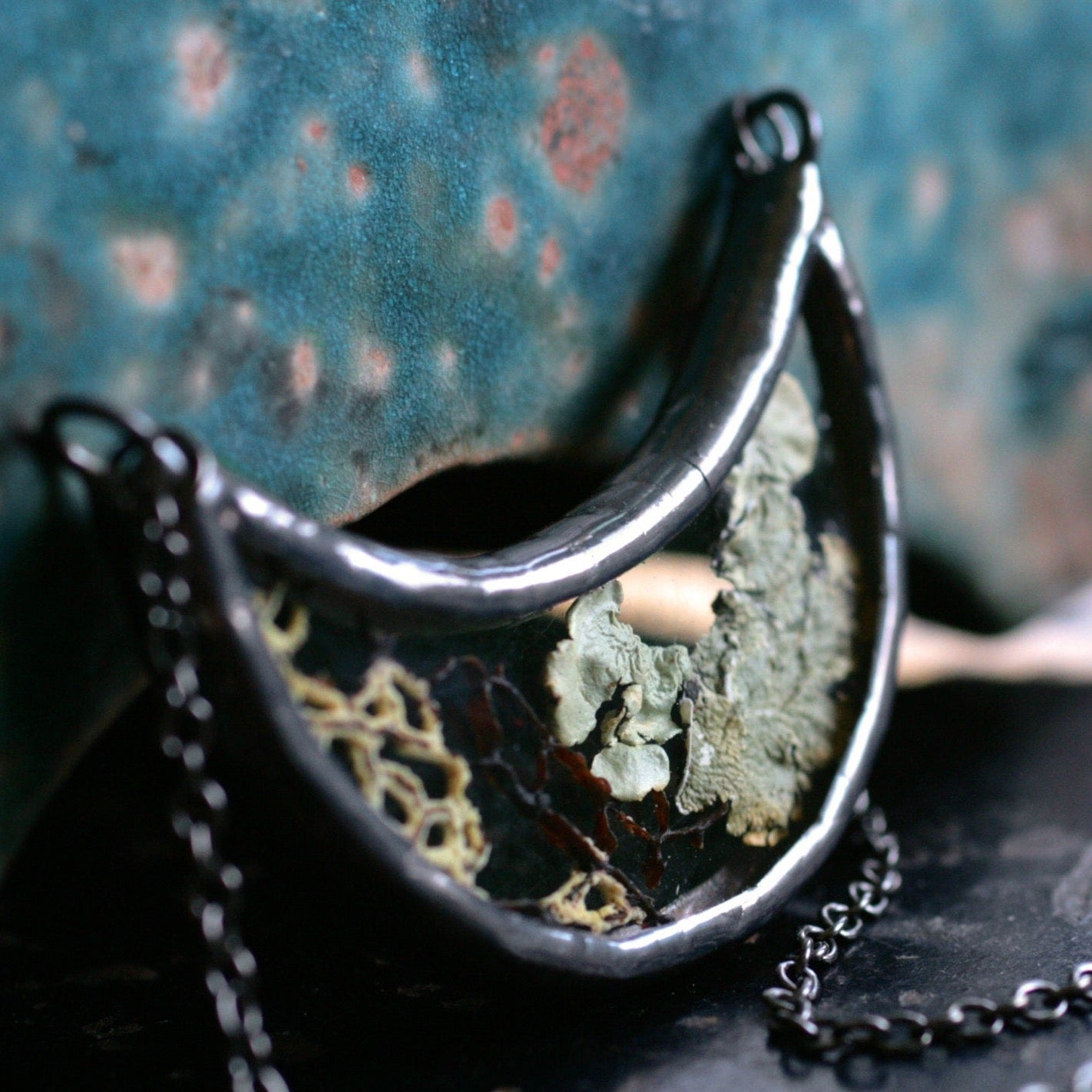 real lichen necklace