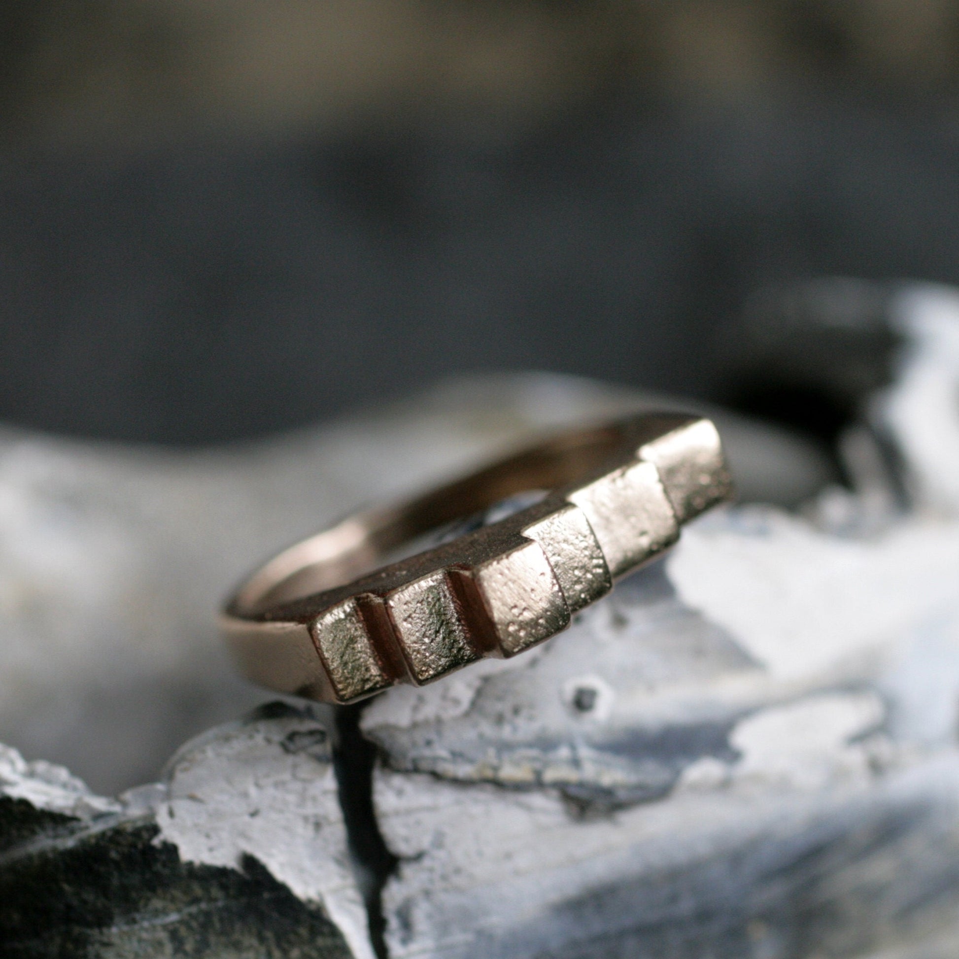 modern artisan cast bronze ring