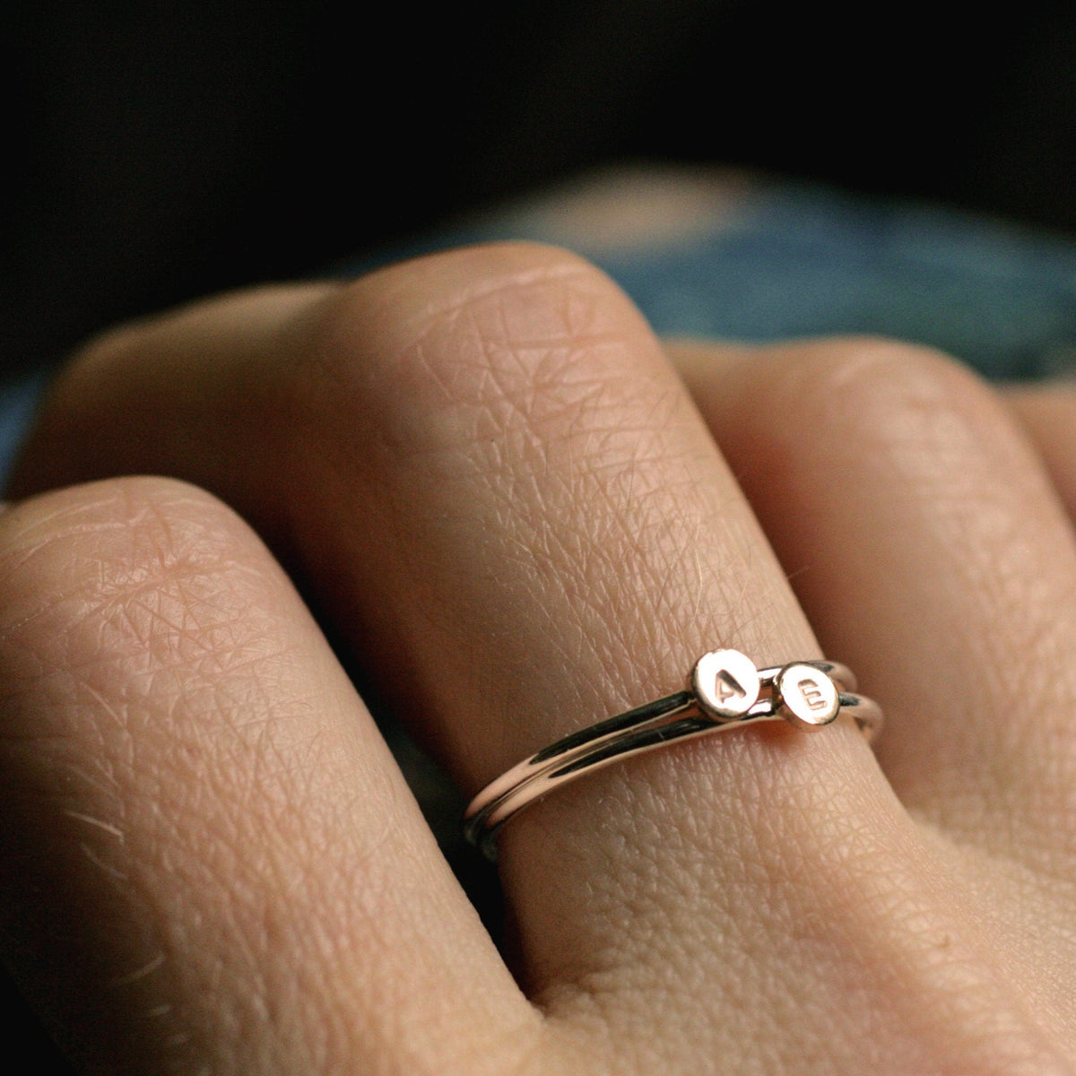 Initiation Rings Initial ring- custom handmade stackable initial dot ring – Muse Glass