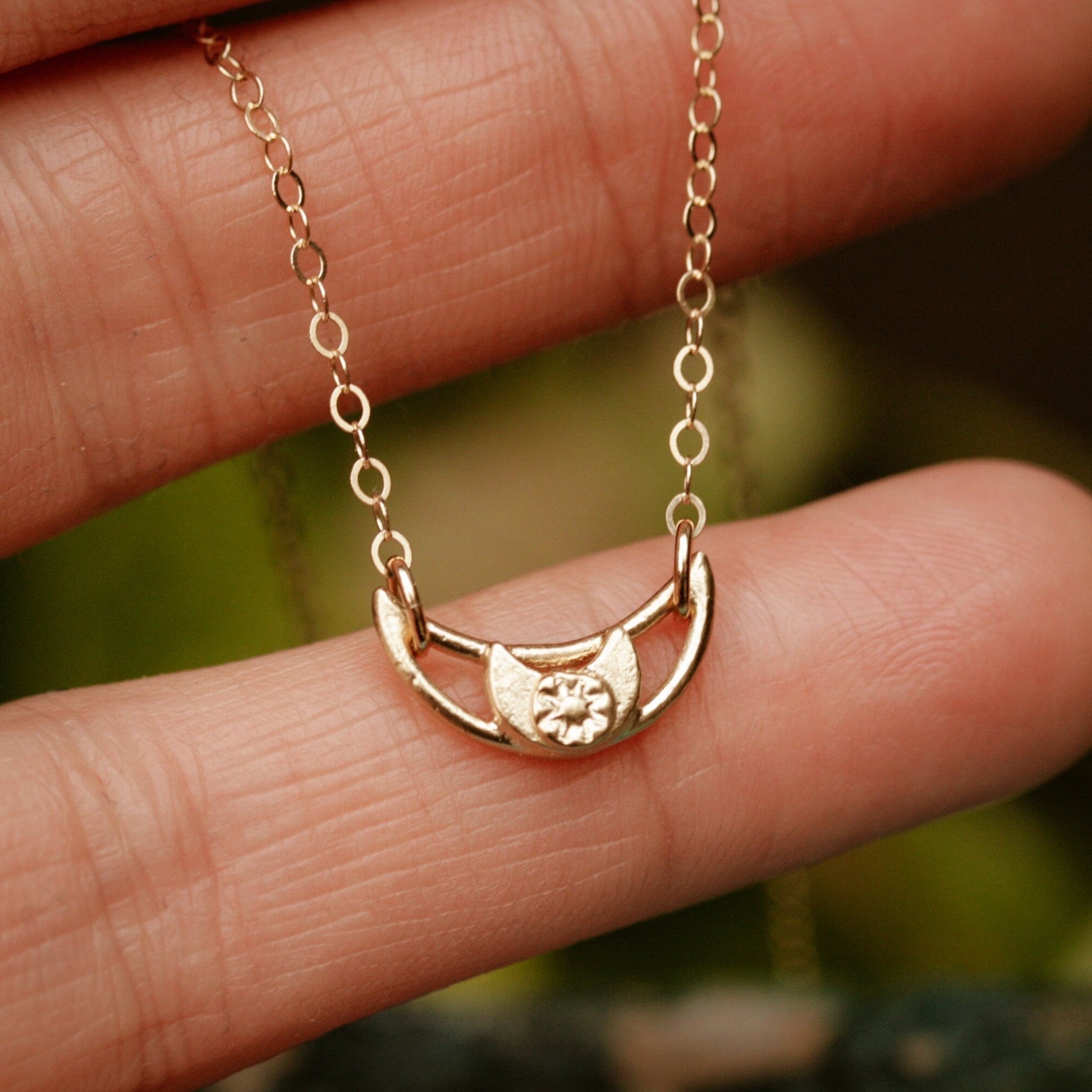 handmade moon and star necklace