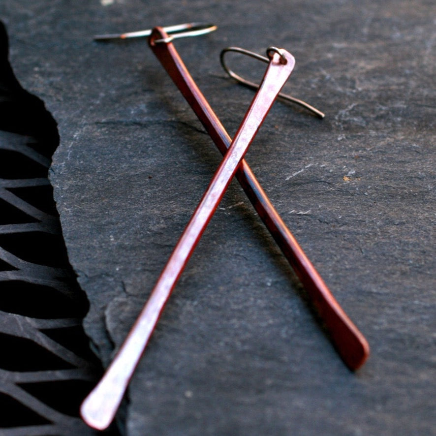 long copper earrings