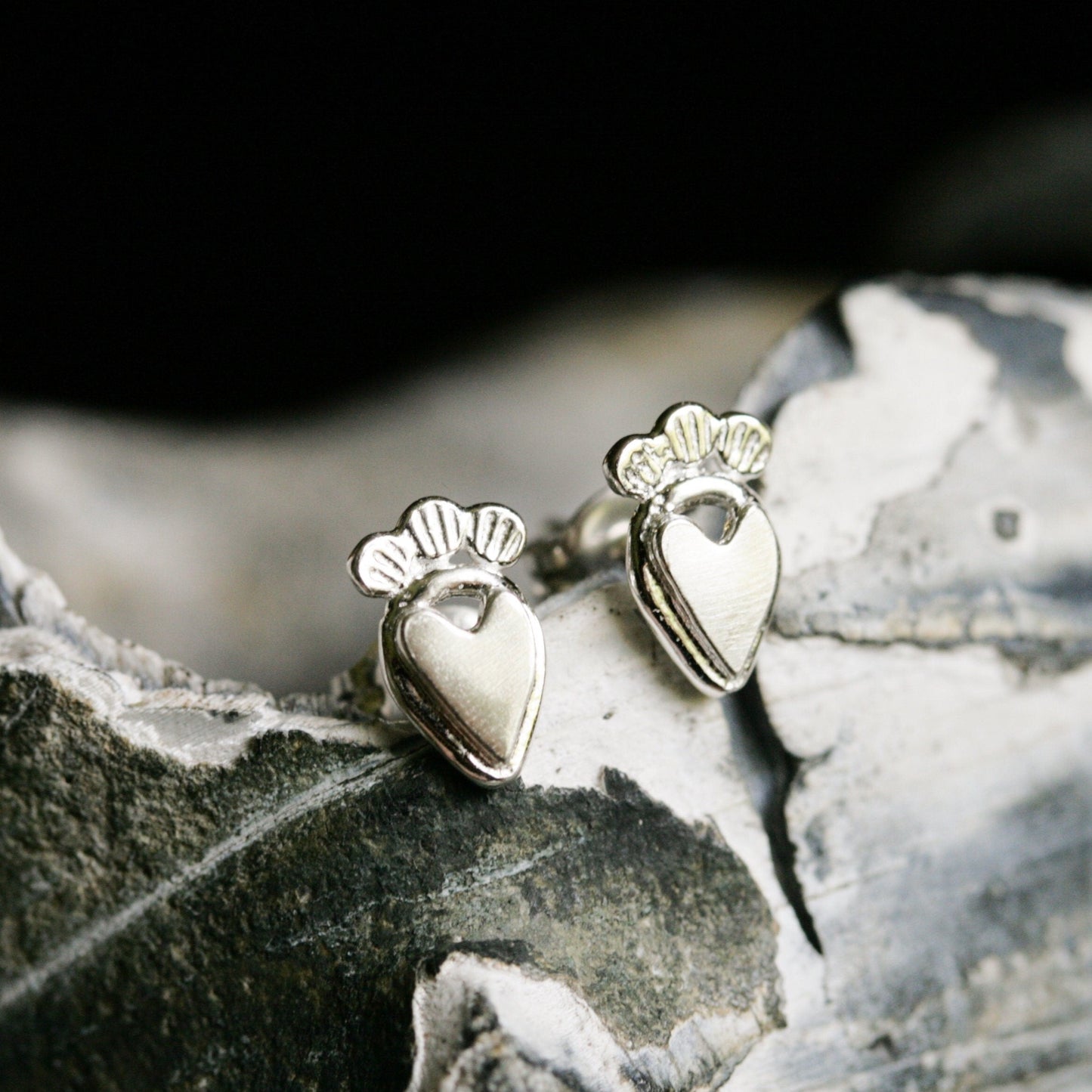 Silver Heartshine studs