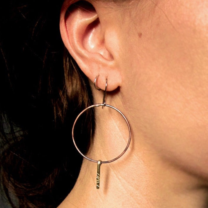 copper circle earrings