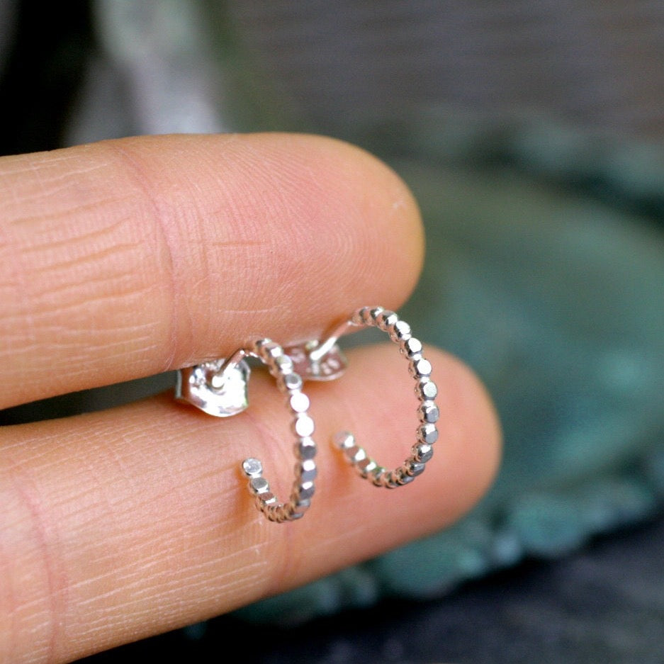 silver bead hoop earrings