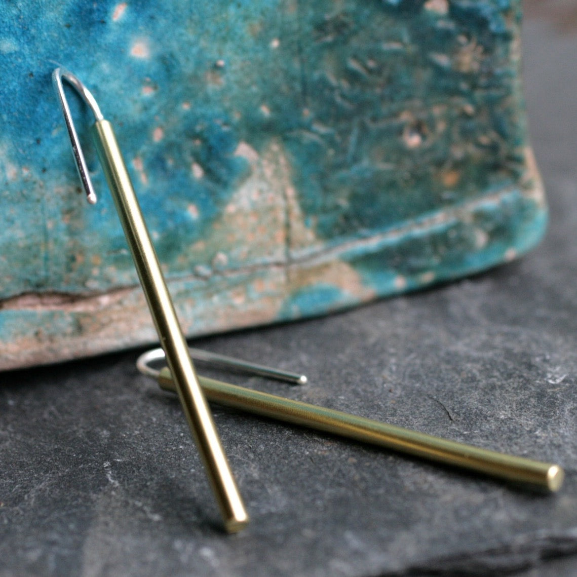 long gold bar earrings