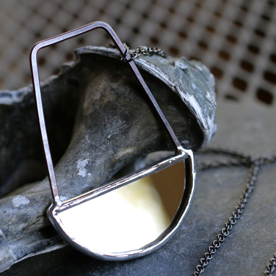 half moon mirror pendant necklace